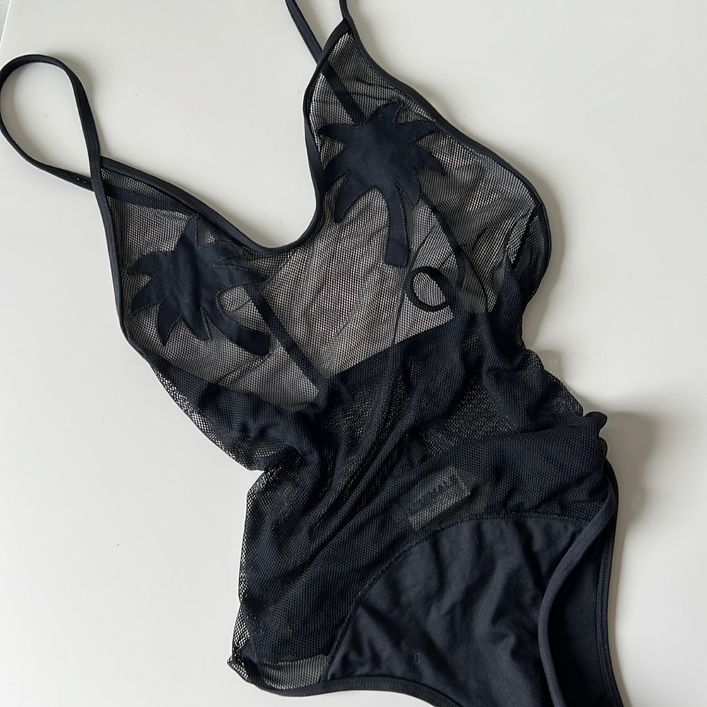Minimal Animale one piece palm tree mesh bathing suit